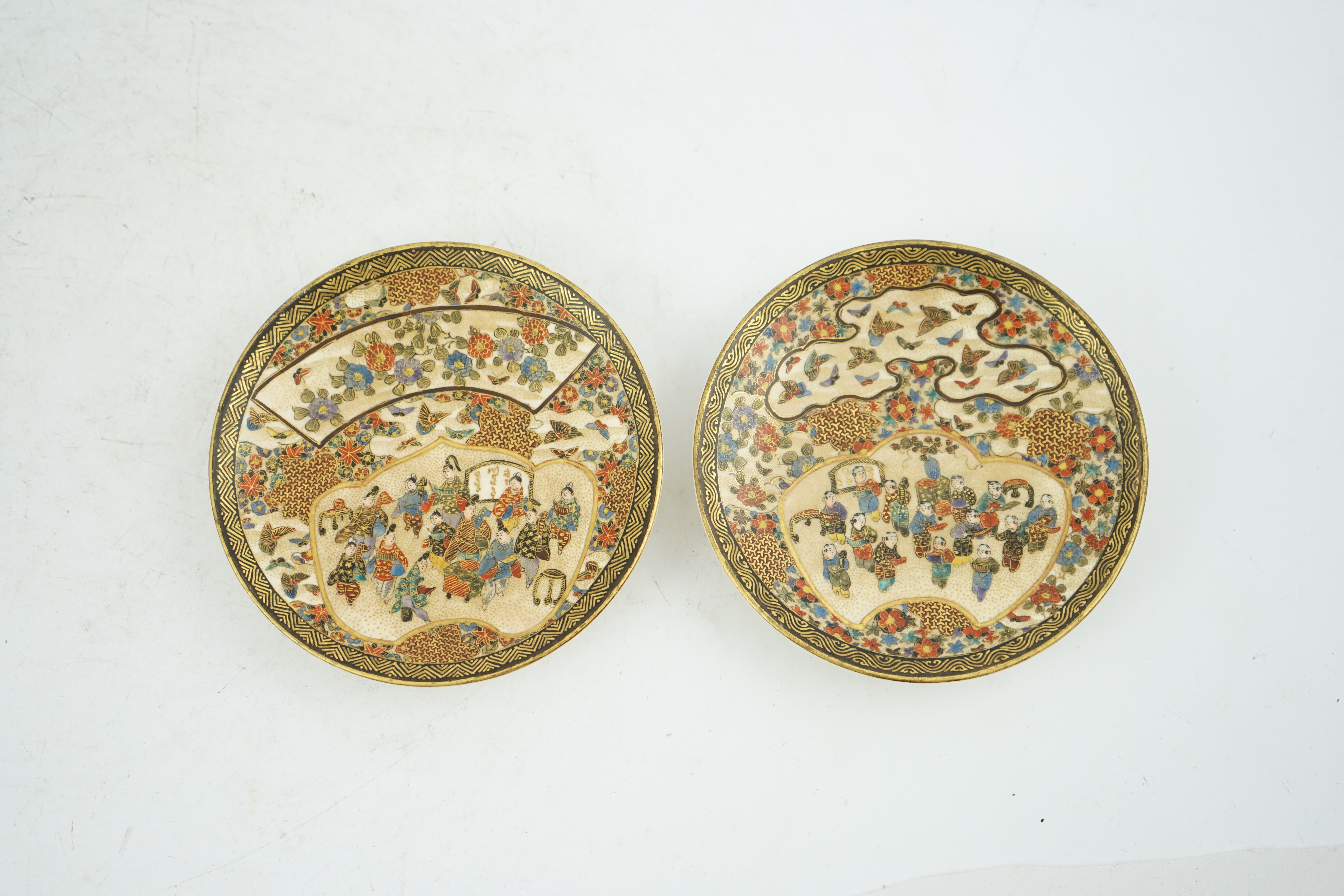 A pair of Japanese Satsuma small dishes, by Kinkozan, early 20th century